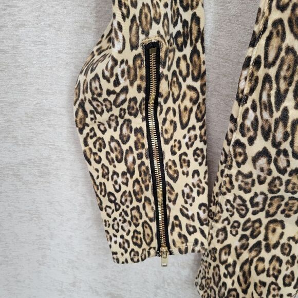 7FAM 7 For All Mankind Leopard Cheetah Skinny Jeans Gold Zippered Ankles - Picture 3 of 16